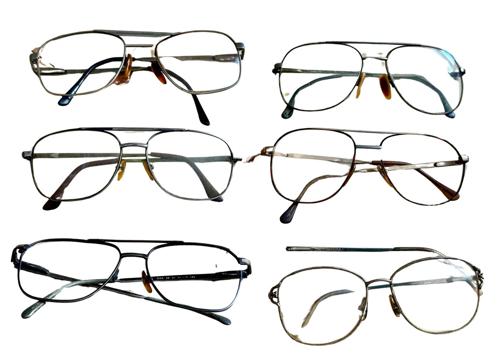 Vintage 70s Men’s Eyeglasses for Parts Six Pairs Metal Frames